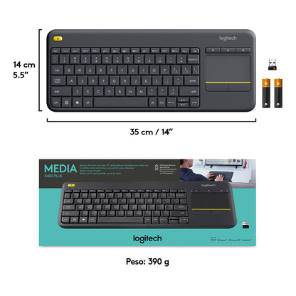 Teclado + Touch Logitech K400 Plus Inalámbrico Pc Android Tv