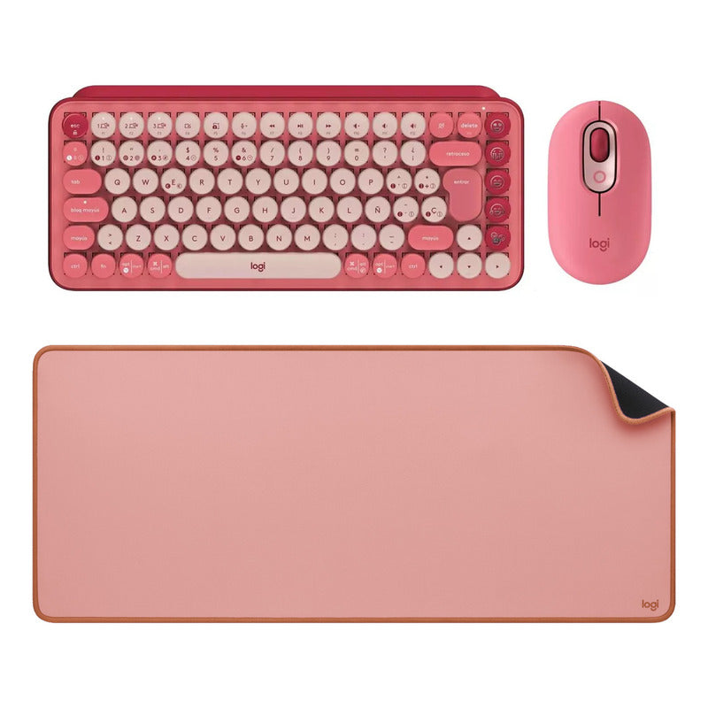 Combo Logitech Pop Keys + Pop Mouse Heartbreaker + Desk Mat