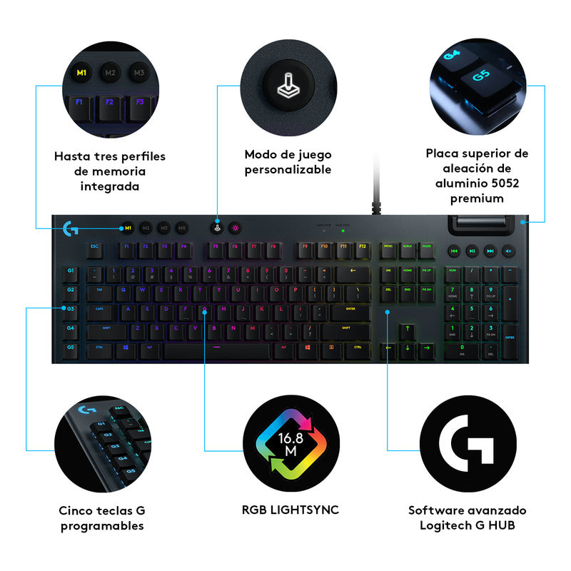 Teclado Gamer Logitech G815 Mecánico Ultrafino Lightsync Rgb