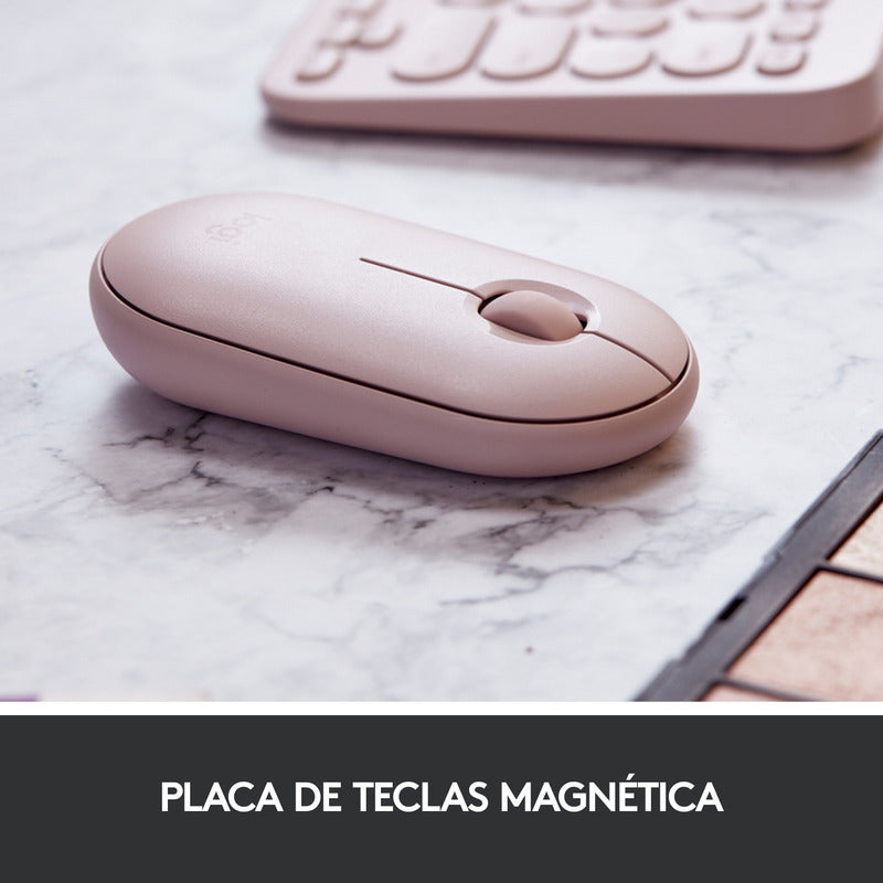 Mouse Inalámbrico Moderno Logitech Pebble M350 Rosado