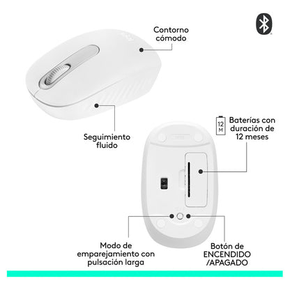 Mouse Inalámbrico Bluetooth Logitech M196, Blanco
