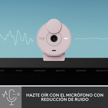 Webcam Logitech Brio 300 Full Hd 1080p Rightlight 2, Rosa