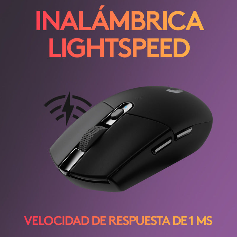 Auriculares Gamer Inalámbricos Logitech G325 LIGHTSPEED Bluetooth PC/PS5/Switch - Negro + Mouse Gamer Inalámbrico Logitech G305 LIGHTSPEED HERO 12000 DPI 6 Botones - Negro