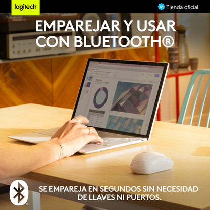Mouse Bluetooth Logitech M240 Silent, Un 90% Silencioso, Blanco