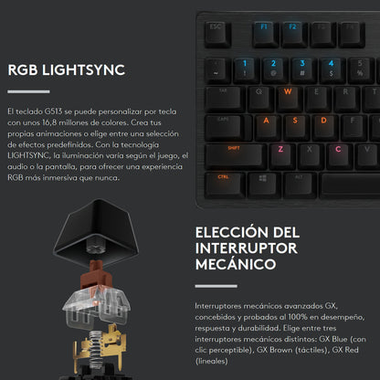 Teclado Gamer Mecánico Logitech G513 Carbón / Lightsync Rgb