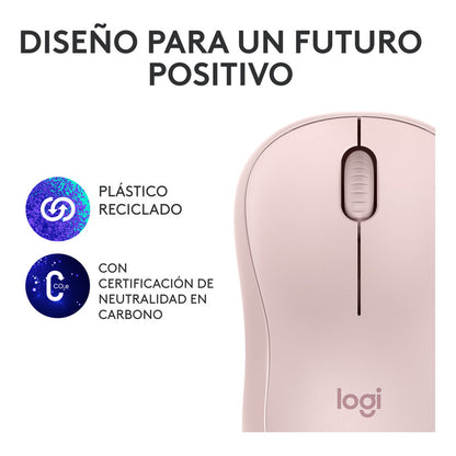 Mouse Bluetooth Logitech M240 Silent, Un 90% Silencioso, Rosa