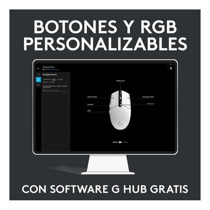 Mouse Gamer Rgb Logitech G203 Lightsync, 6 Botones, Negro