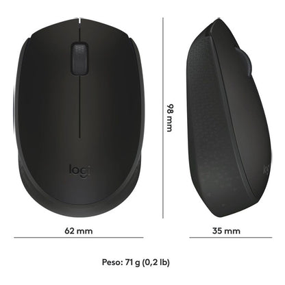 Mouse Inalámbrico Logitech M170,  Portátil, Win Mac Negro