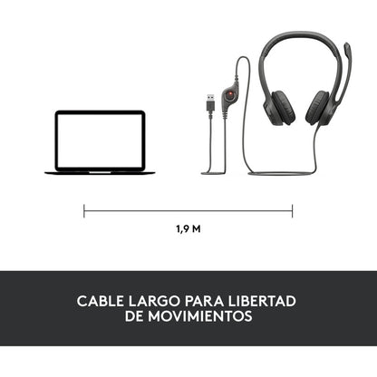 Diadema Usb Logitech H390, Mic Sin Ruido Y Controles Cable