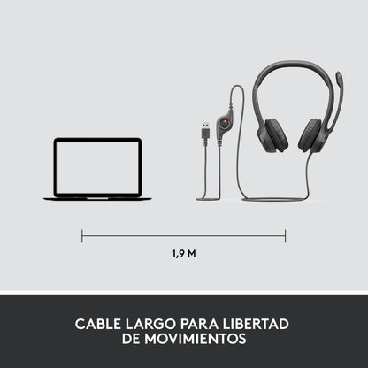 Diadema Usb Logitech H390, Mic Sin Ruido Y Controles Cable
