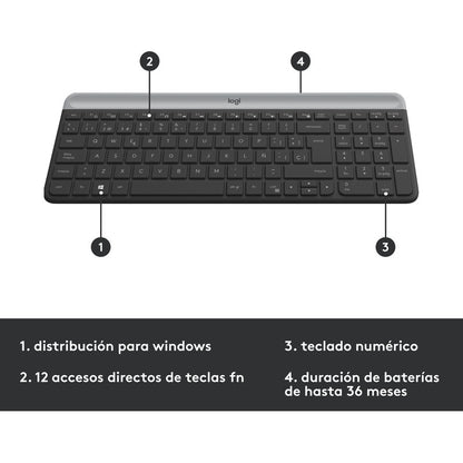 Combo Inalámbrico Slim Logitech Mk470, Teclado Y Mouse