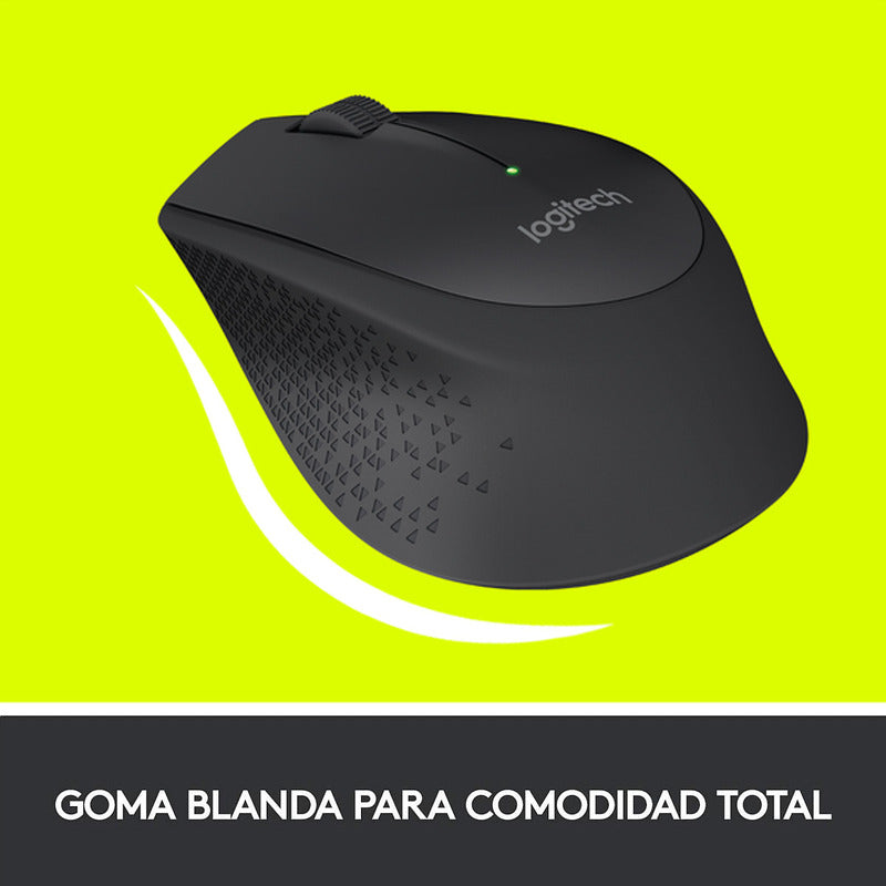 Mouse Inalámbrico Logitech M280, Cómodo Diseño Curvo, Negro
