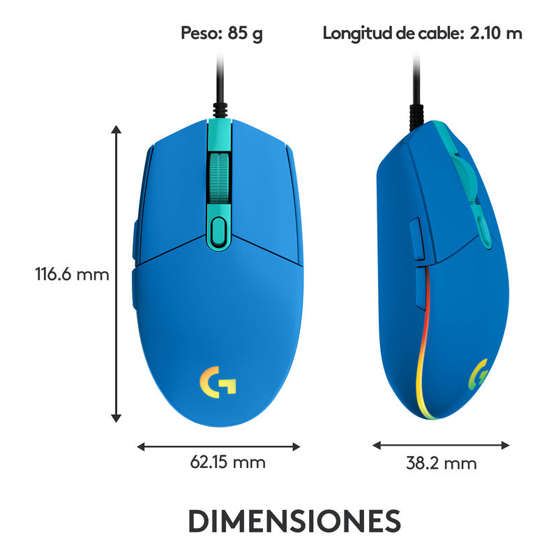 Combo Gamer Logitech Mouse G203 Azul + Pad Mouse G240