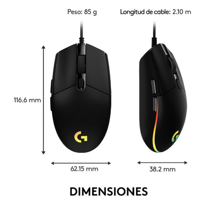 Mouse Gamer Rgb Logitech G203 Lightsync, 6 Botones, Negro