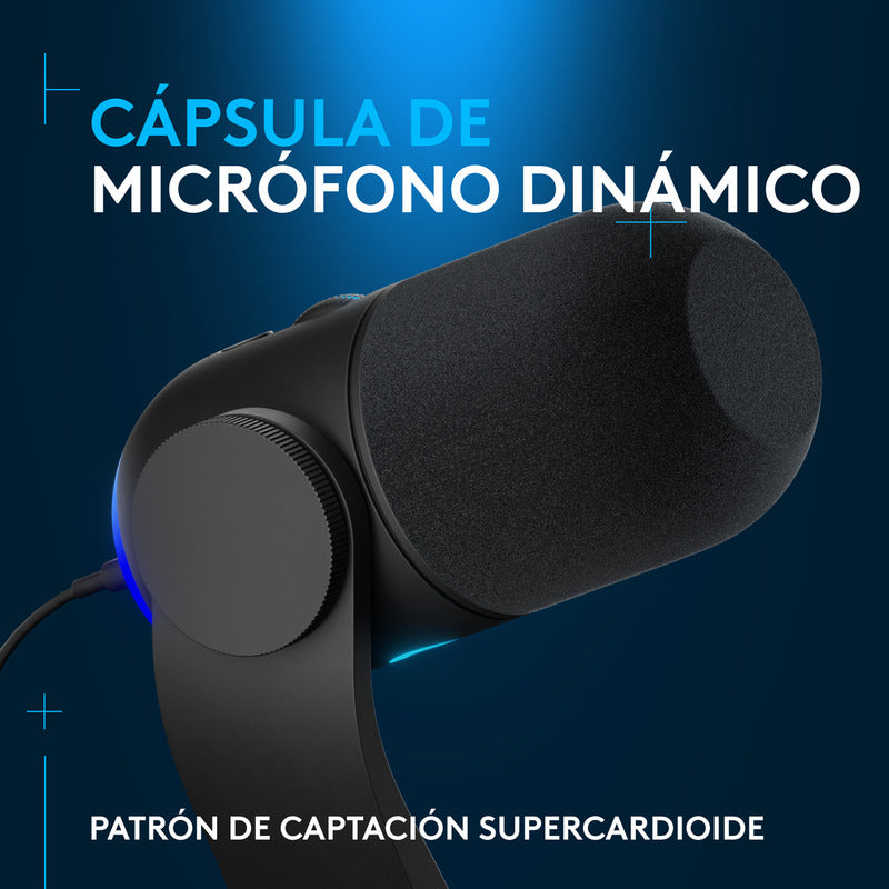 Micrófono Usb Gamer Dinámico Rgb Lightsync Logitech Yeti Gx