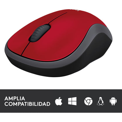 Mouse Inalámbrico Logitech M185, Win Mac Chrome Linux Rojo