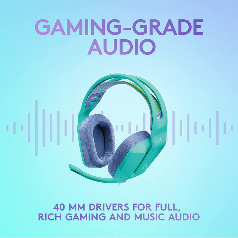 Diadema Gamer Logitech G335, Pc, Ps5, Xbox / Menta