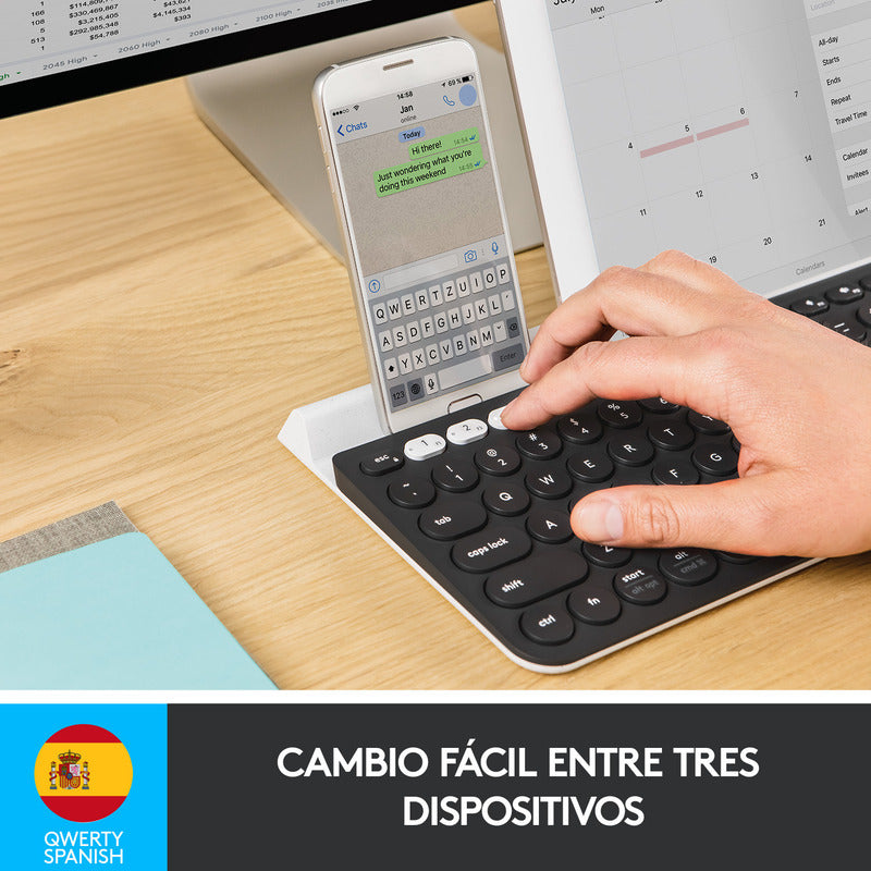 Teclado Inalámbrico Logitech K780 Multidispositivo + Mouse Ergonómico Vertical Logitech Lift Inalámbrico - Negro