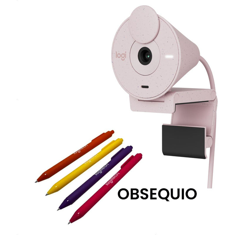 Webcam Logitech Brio 300 Full Hd 1080p Rightlight 2, Rosa