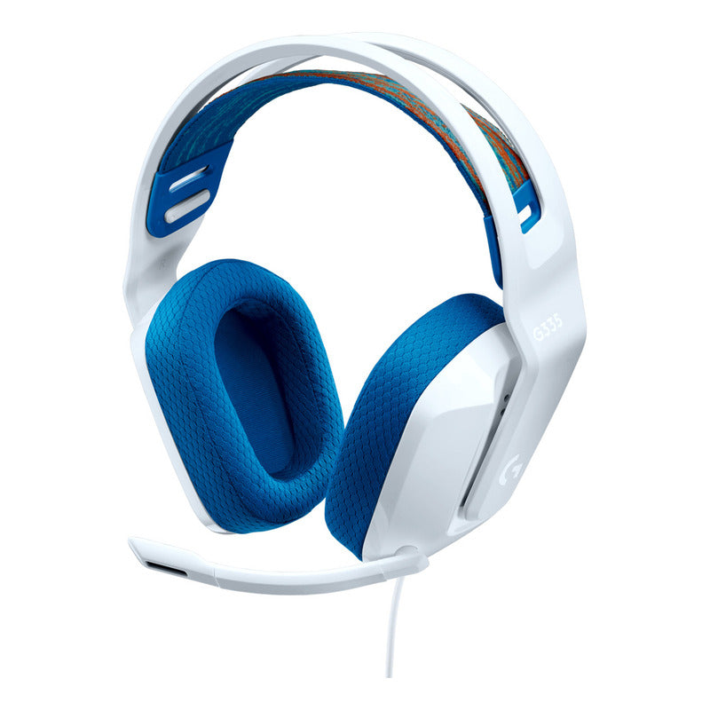 Diadema Gamer Logitech G335, Pc, Ps5, Xbox / Blanco Y Azul