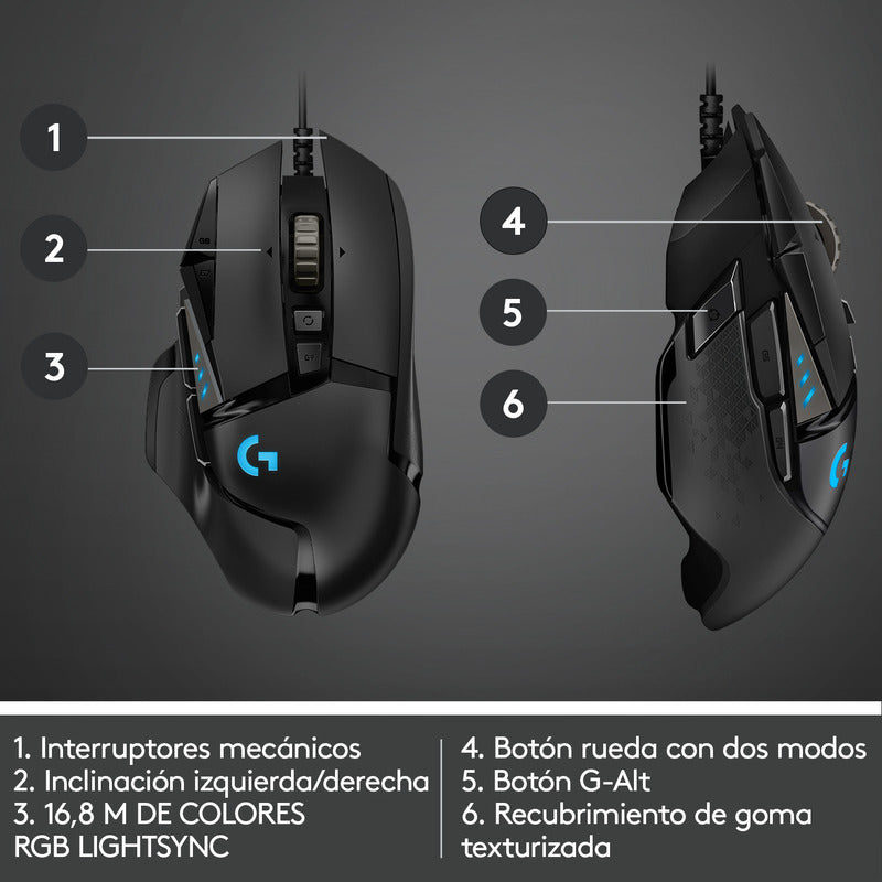 Mouse Gamer Rgb Logitech G502 Hero Programable 25600dpi