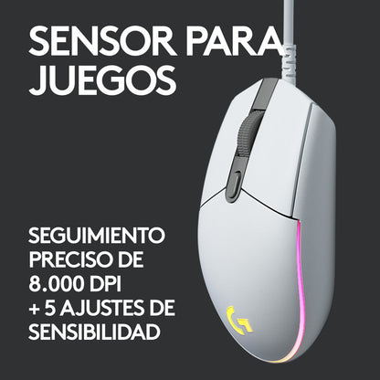 Combo Gamer Logitech Mouse G203 Blanco + Pad Mouse G240