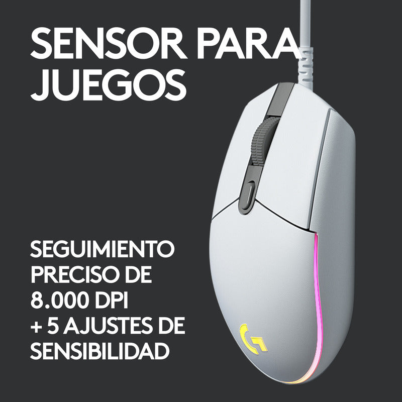 Combo Gamer Logitech Mouse G203 Blanco + Pad Mouse G240