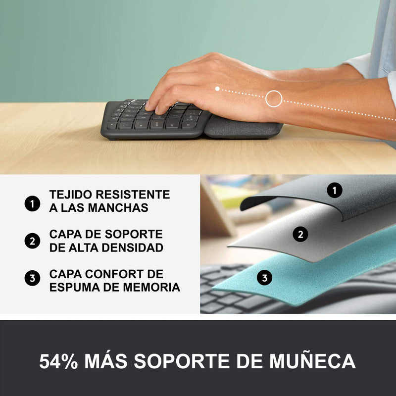 Logitech Combo Ergonómico: Teclado K860 + Mouse Mx Vertical