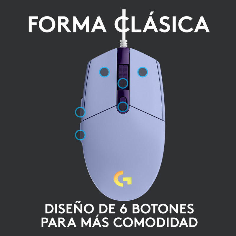 Combo Gamer Logitech Mouse G203 Lila + Pad Mouse G240