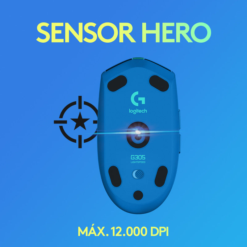 Mouse Gamer Inalámbrico Logitech G305, 12000dpi - Azul