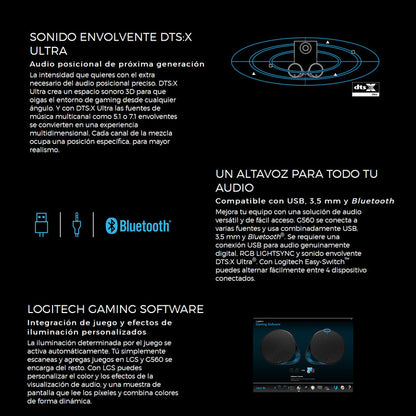 Parlantes Gamer Logitech G560 Lightsync, 2.1 Iluminación Rgb