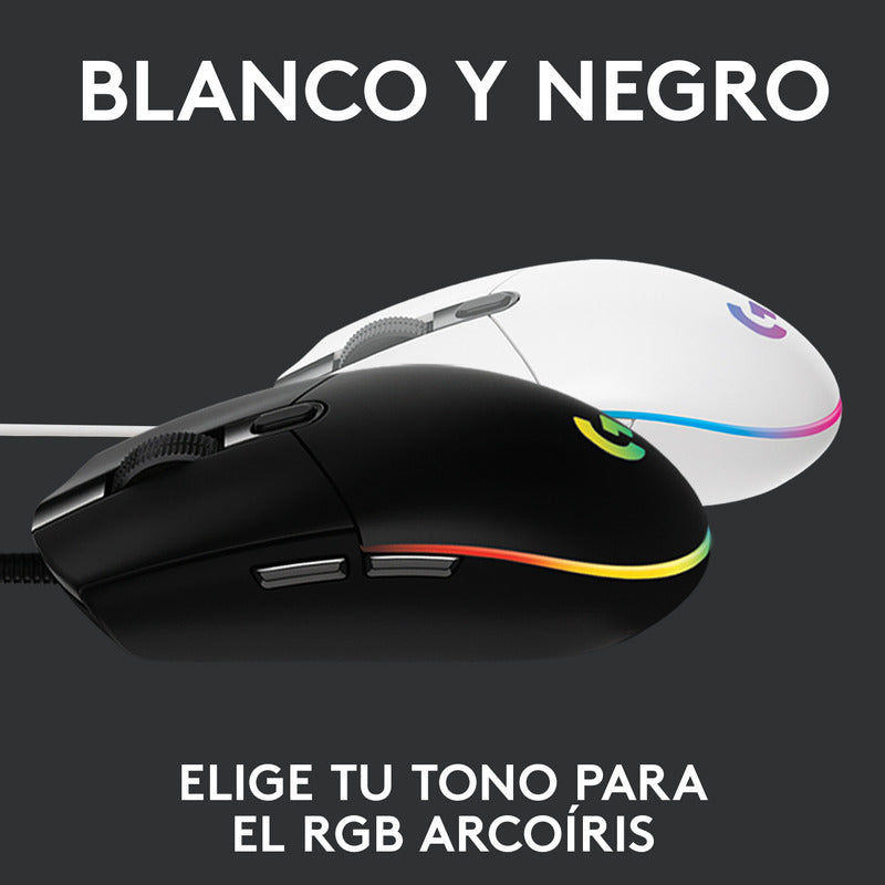 Mouse Gamer Rgb Logitech G203 Lightsync, 6 Botones, Negro