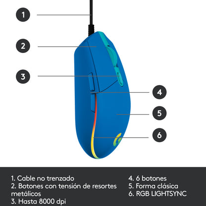 Mouse Gamer Rgb Logitech G203 Lightsync / 8000dpi - Azul