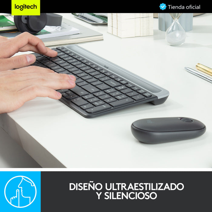 Combo Inalámbrico Slim Logitech MK470 + Pad Mouse Studio Series, Grafi ...