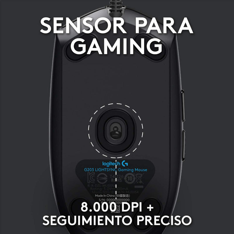 Combo Gamer Logitech Mouse G203 Negro + Pad Mouse G240