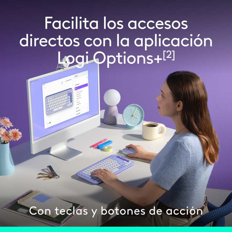 Combo Teclado Y Mouse Bluetooth, Logitech Pop Icon, Lila