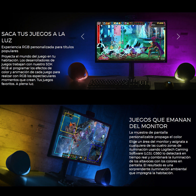 Parlantes Gamer Logitech G560 Lightsync, 2.1 Iluminación Rgb