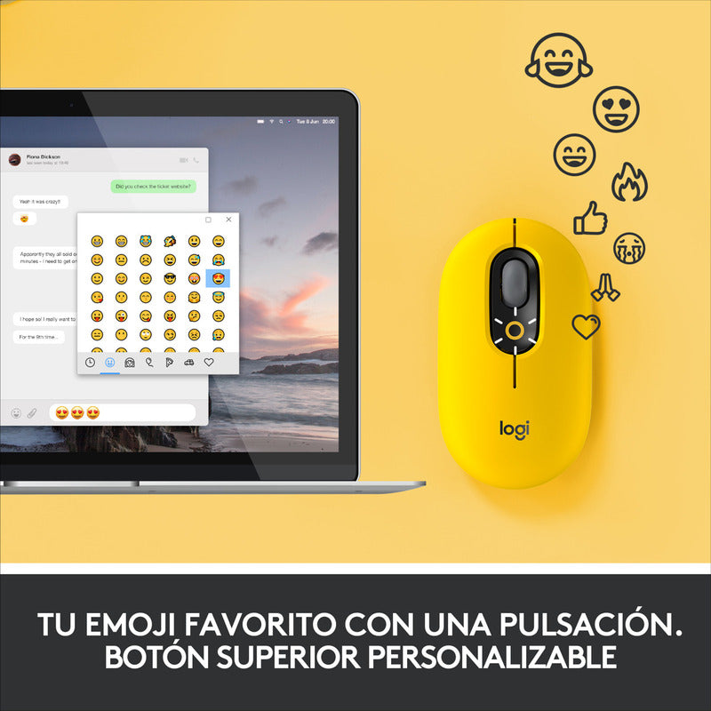 Mouse Inalámbrico Logitech Pop Blast Con Botón Emojis