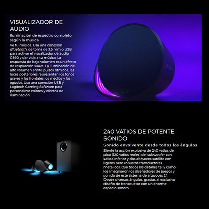 Parlantes Gamer Logitech G560 Lightsync, 2.1 Iluminación Rgb