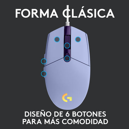 Mouse Gamer Logitech G203 Lightsync Rgb / 8000dpi - Lila