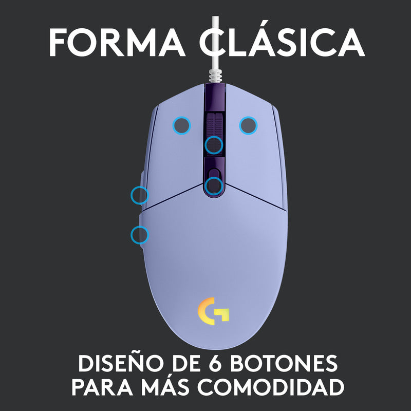 Mouse Gamer Logitech G203 Lightsync Rgb / 8000dpi - Lila
