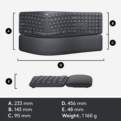 Teclado Dividido Ergonómico Inalámbrico Logitech Ergo K860