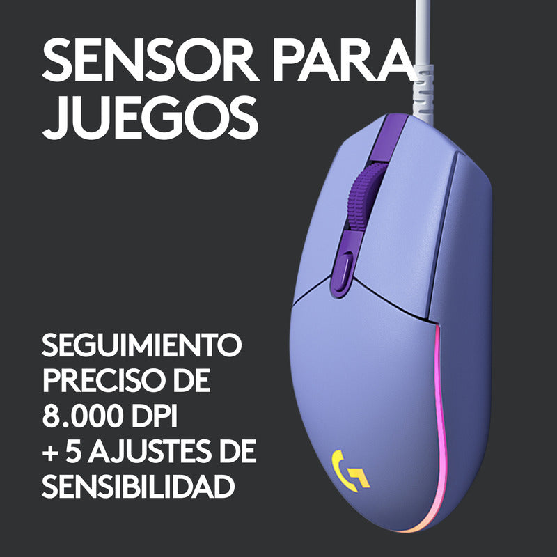 Combo Gamer Logitech Mouse G203 Lila + Pad Mouse G240