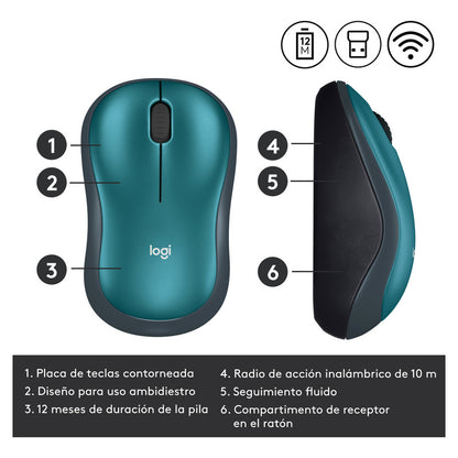 Mouse Inalámbrico Logitech M185, Win Mac Chrome Linux Azul