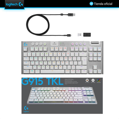 Logitech G915 Tkl, Teclado Gamer Mecánico Inalámbrico, Wht
