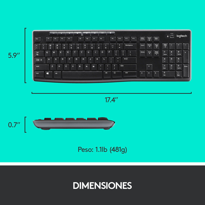 Combo Inalámbrico Logitech Mk270, Teclado Multimedia Y Mouse