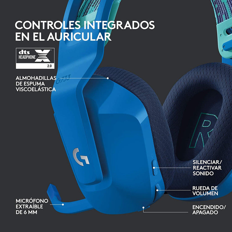 Diadema Gamer Logitech G733, Rgb Inalámbrica / 7.1 - Azul