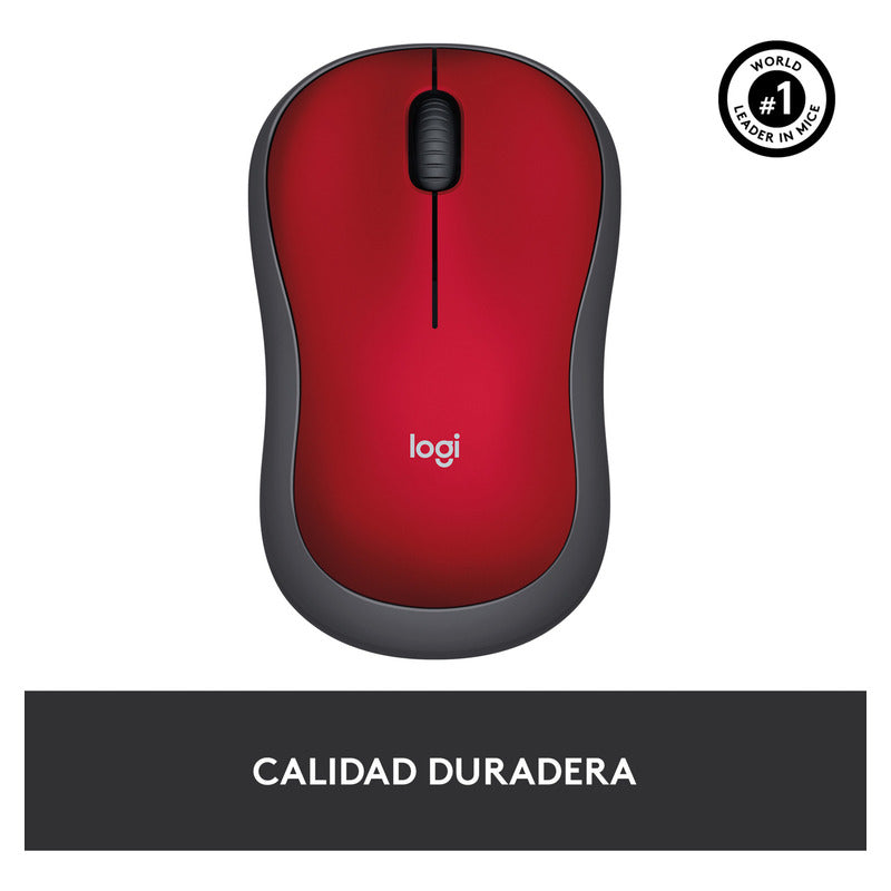 Mouse Inalámbrico Logitech M185, Win Mac Chrome Linux Rojo