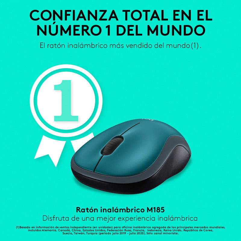 Mouse Inalámbrico Logitech M185, Win Mac Chrome Linux Azul
