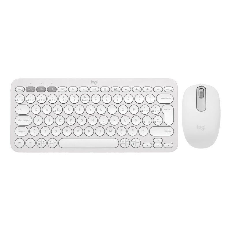 Combo Logitech Bluetooth: Teclado K380s + Mouse M196, Blanco
